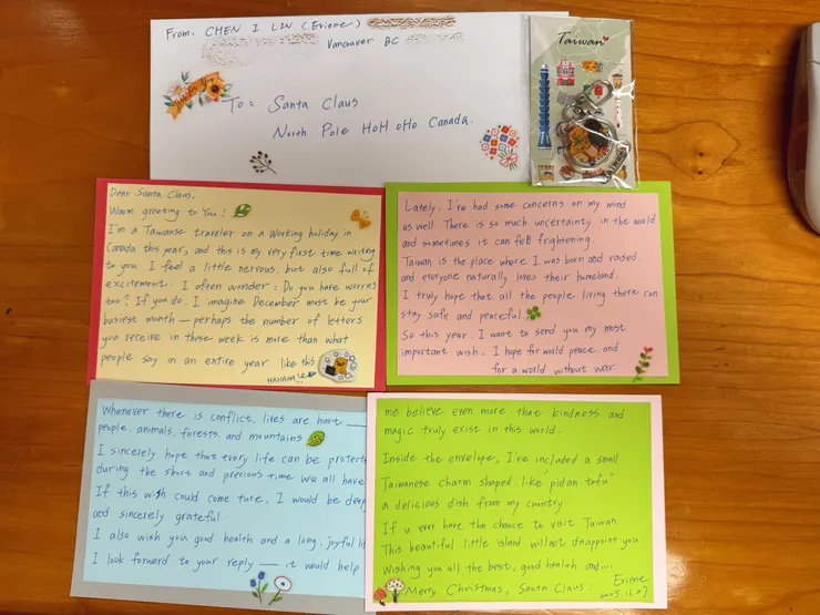 寄給加拿大聖誕老公公的手寫信