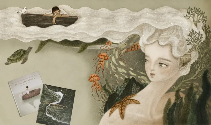 霈欣得到SM大獎後與他們合作的繪本《漁夫和他的靈魂》。台灣版由聯經出版。