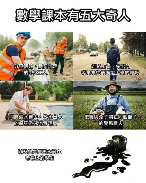 數學課本有五大奇人