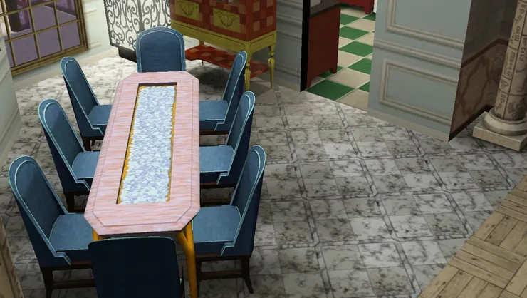 但這麼大的桌子圍著這麼多漂亮的餐椅很有氣派！