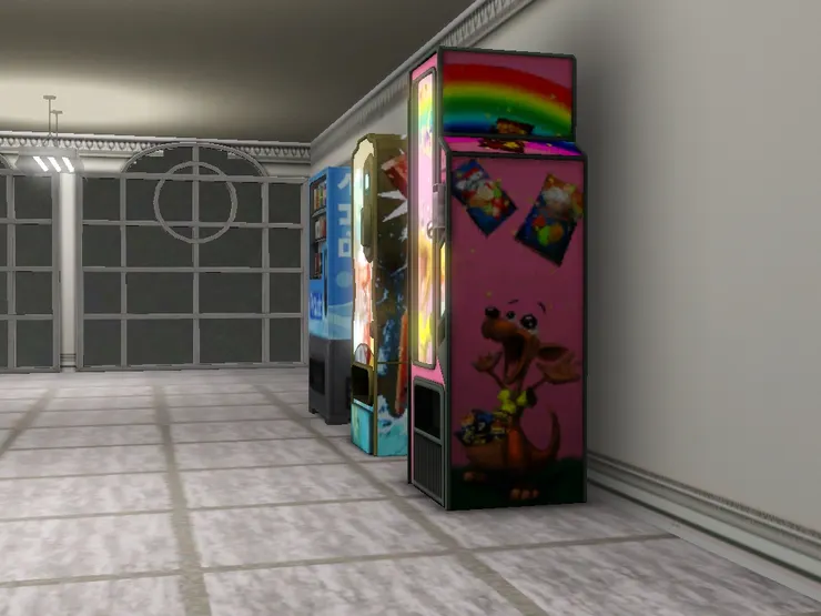 另一條走廊房間較少，便建了個悠閒的角落，可以買汽水。