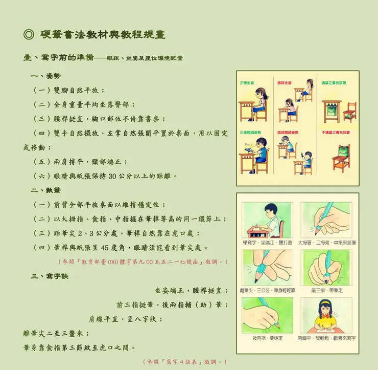 書寫坐姿與執筆姿勢五訣（林冠傑，2017）