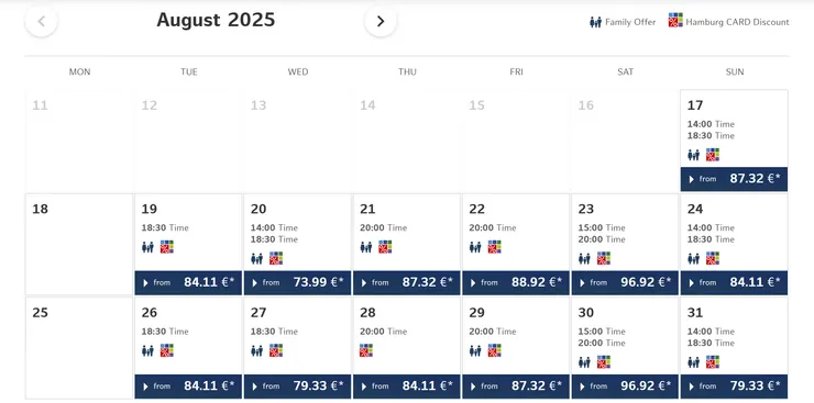漢堡卡官網也有直接顯示折扣後的票價資訊