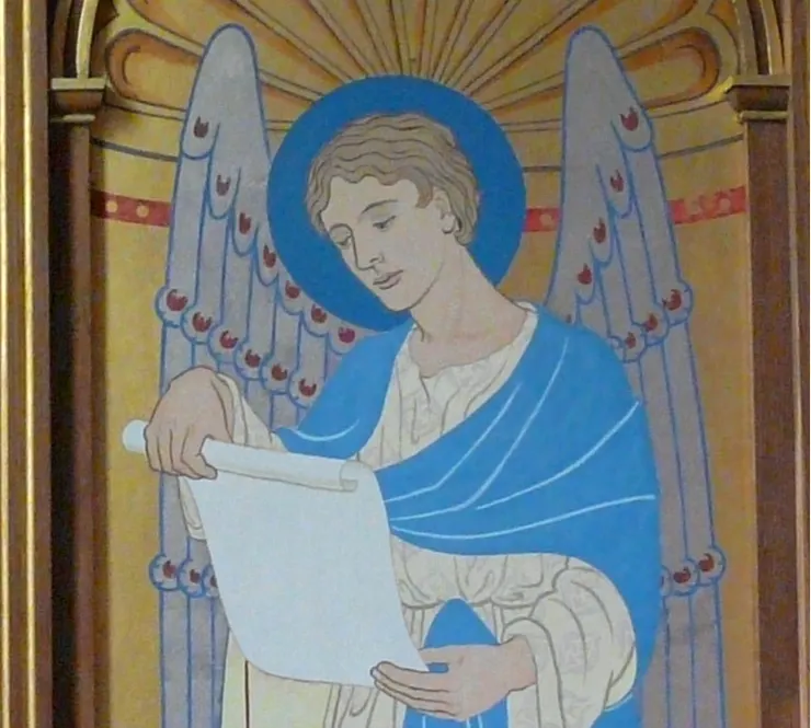 作為預言闡釋者的烏列爾，豪維克聖米迦勒暨諸天使堂屏板聯畫細節部份。