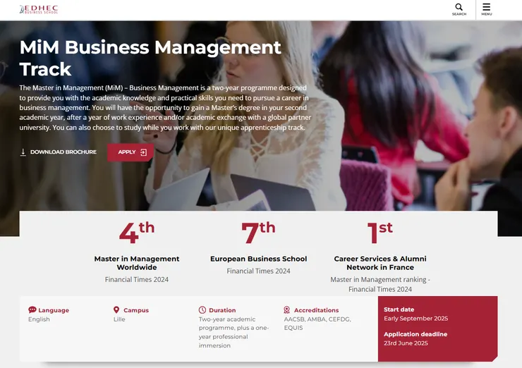 EDHEC擁有眾多英語授課學程