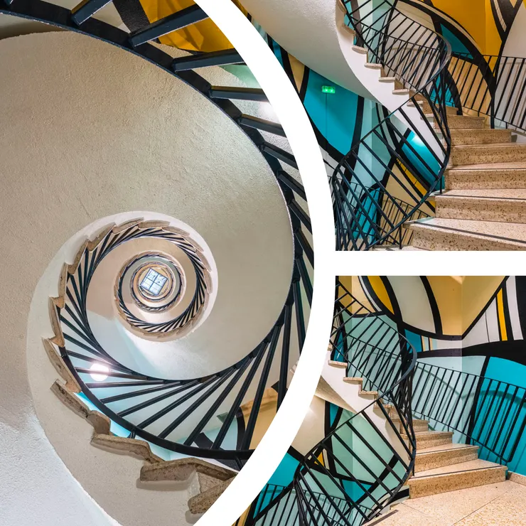 羅曼·弗羅凱為法國住房管理機構Vosgelis總部創作的作品，樓中的螺旋樓梯以都市之樹為主題，樹根延伸至大樓五層樓的牆面。