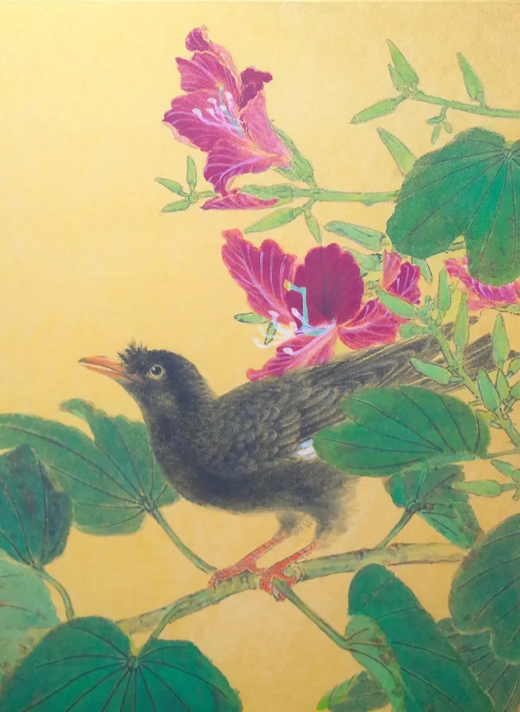 〈閑庭幽趣〉局部－八哥