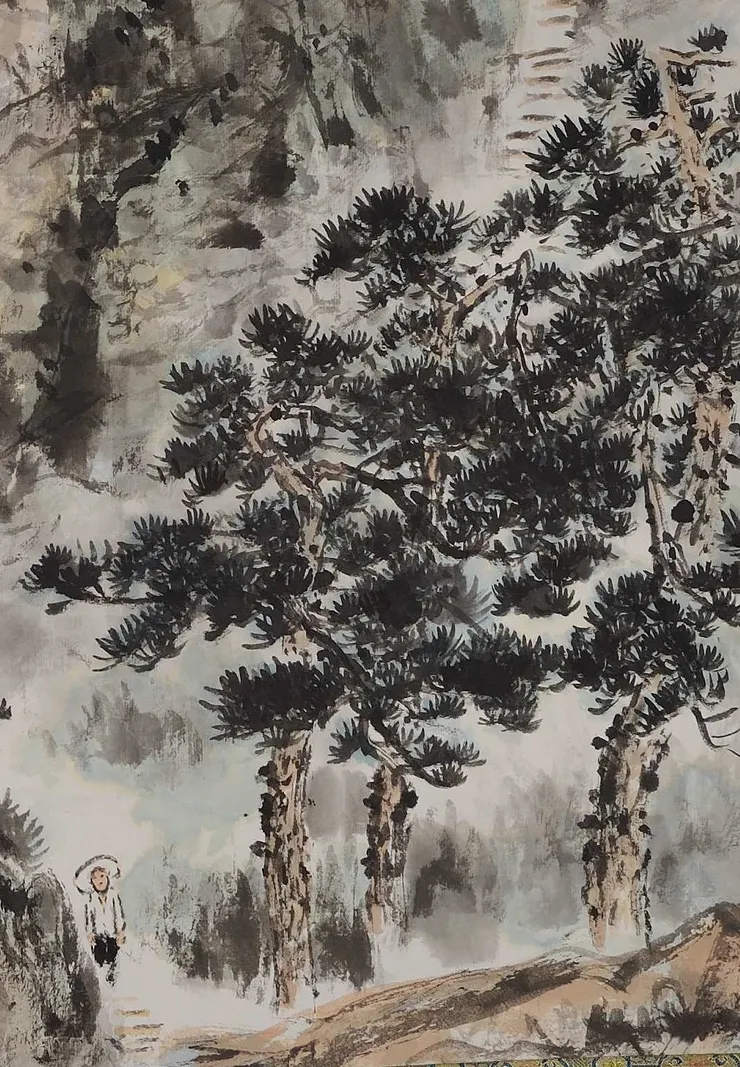 〈山亭晚翠〉局部—松樹