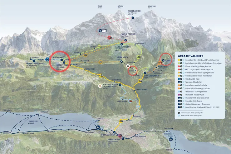 少女峰山區地圖