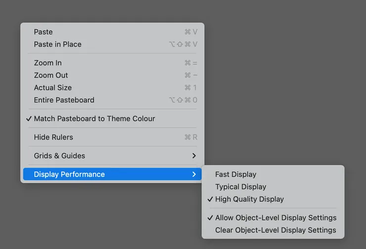 InDesign 頁面上按右鍵