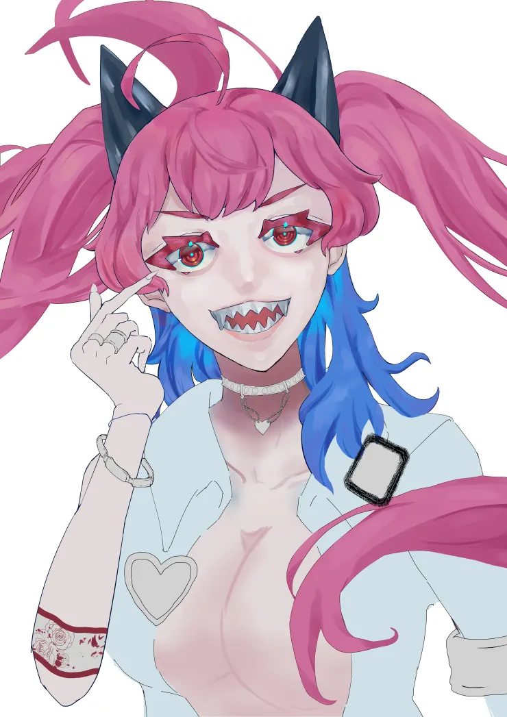 飾品與衣服都畫上去了