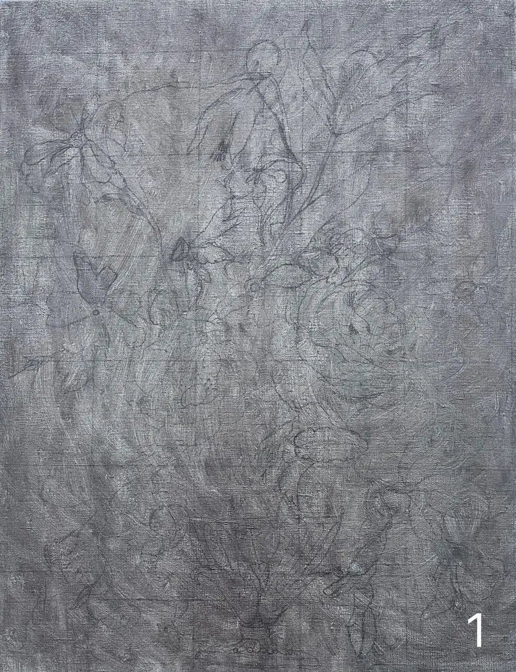 第一步驟：底色打稿。