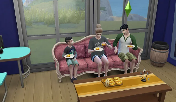 三人一起吃吐司聊天...