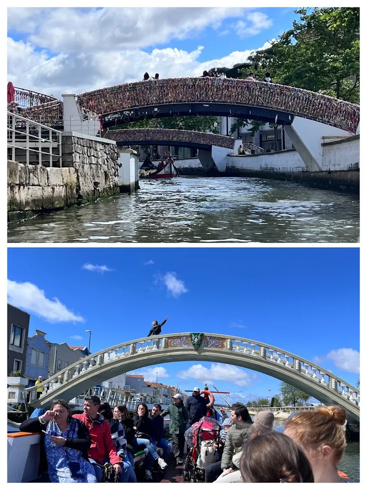 上方是掛滿彩色緞帶的友誼橋,下方橋的中心裝飾有該市的徽章(鷹)。