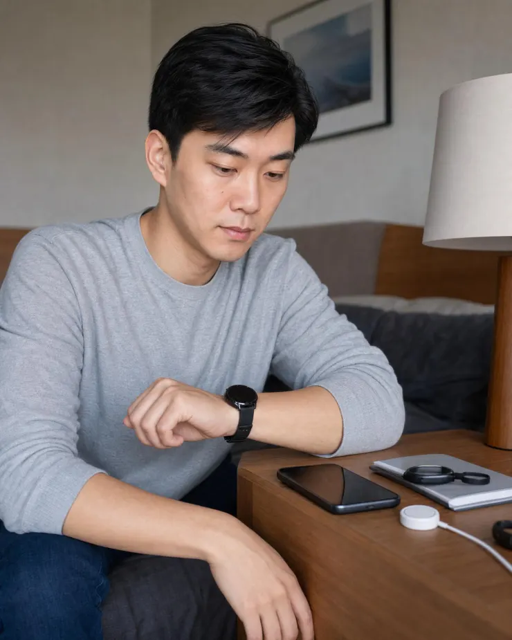 梁练伟检查智能手表续航与睡眠健康数据测试结果