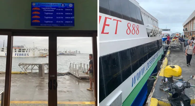 左：Boarding Gate。右：出了 Boarding Gate 後的碼頭