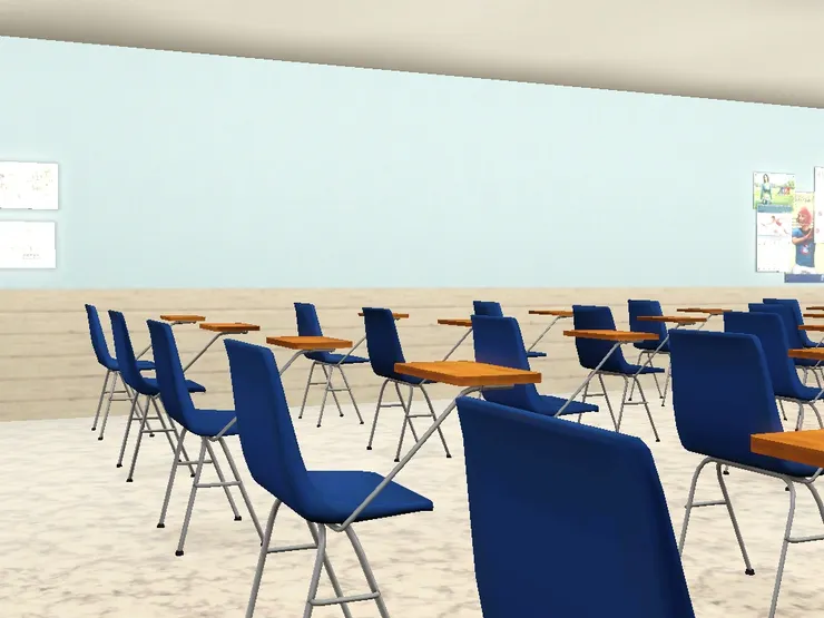 這種連著桌子的座椅十分常見吧。