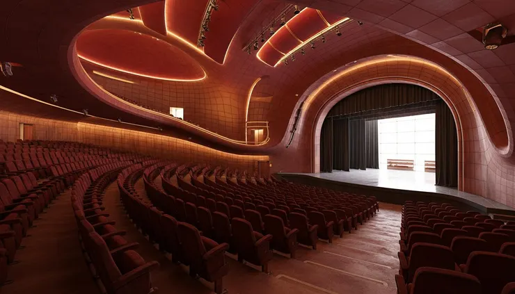 Final AI rendering showing spatial atmosphere in a cultural architecture design