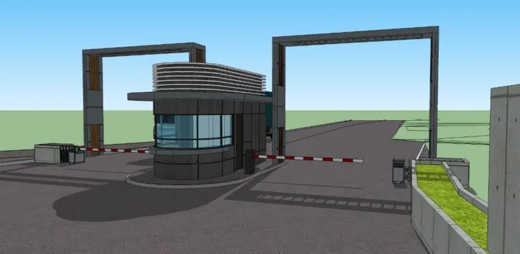 方案三、類似方案二，框架加厚作洗牆燈光，傍晚時打燈光意境很不錯