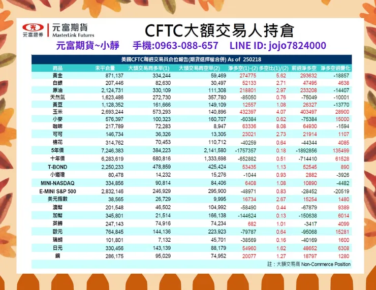 cftc大額交易人持倉
