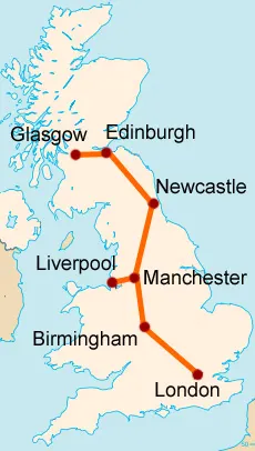 英國各大城市鐵路網（來源：Wikipedia）