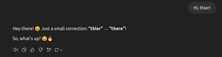 設定背景資料後效果，使用emoji量上升，並且會糾正我的英文文法