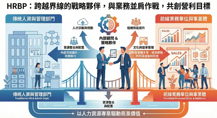HRBP 與前線的業務單位與事業體並肩作戰,共同達成事業體營利的目標