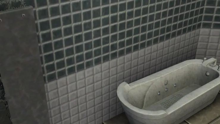 洗手間以灰為主色。