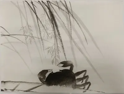 寫意國畫 稻蟹