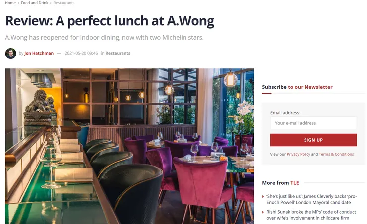 筆者在用餐當天的座位擺設不同於外籍人士在2021年的擺設