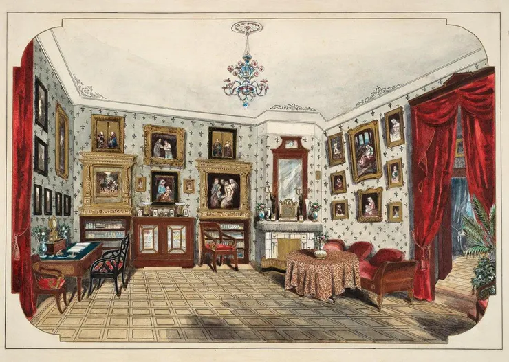 A. Teich. "Study-Living Room in the Mansion of K.O. Giraud in Teply Lane in Moscow", 1898