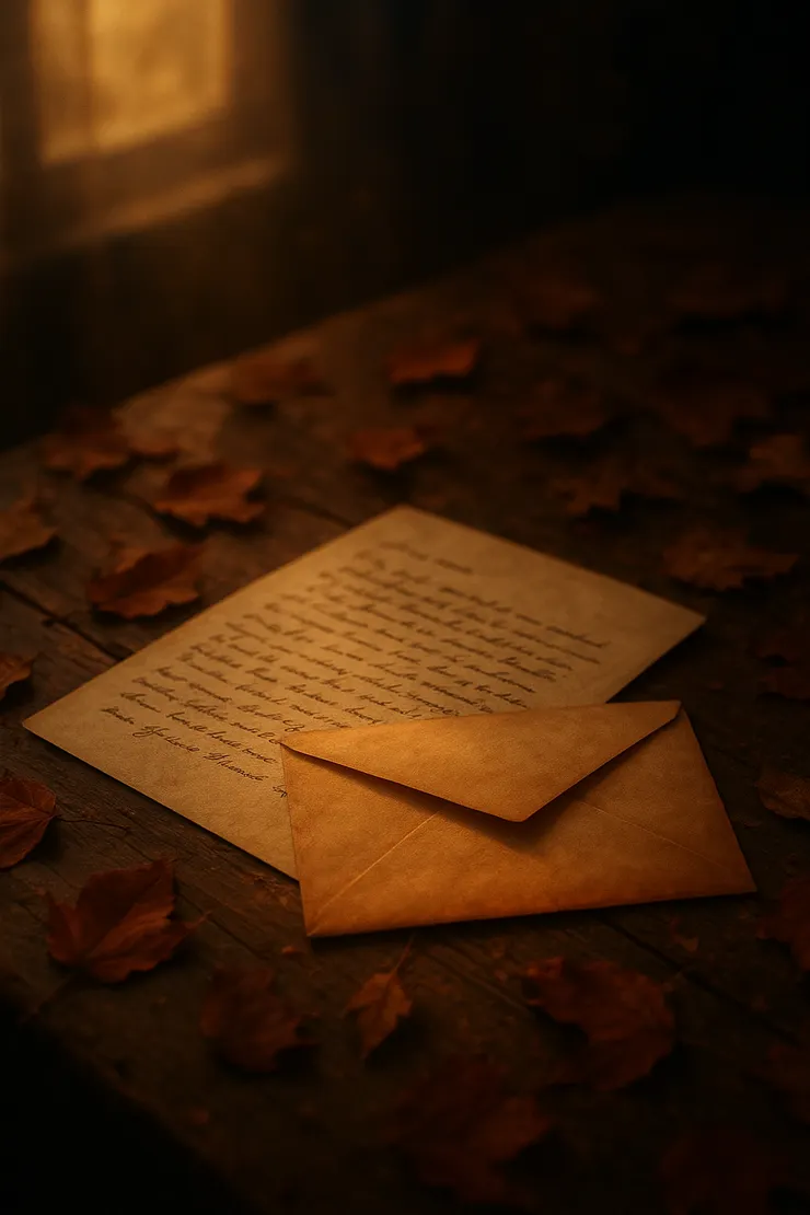 秋夜信封，一切的開篇在靜謐中展開，微光灑落在枯葉與信紙上，空氣中潛藏著未知的邀約。〈本章節插圖示意圖由AI協助生成。〉