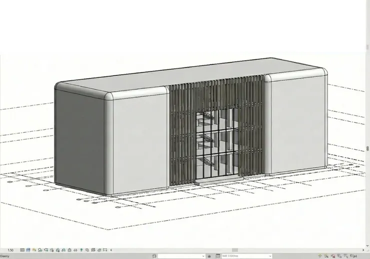 A 3D architectural model used in a Render AI Architect workflow before AI rendering