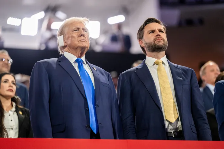 川普與萬斯代表共和黨角逐2024美國總統大選。圖片來源：GOP Convention/X