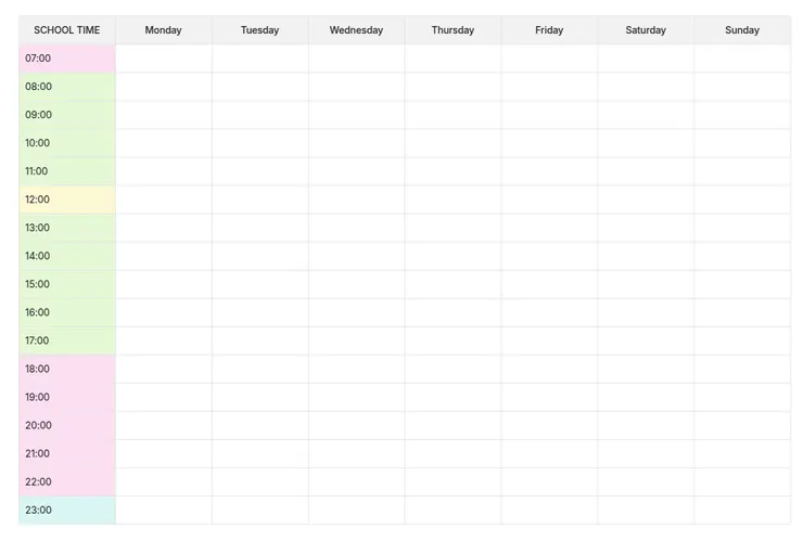 學校課程時間表