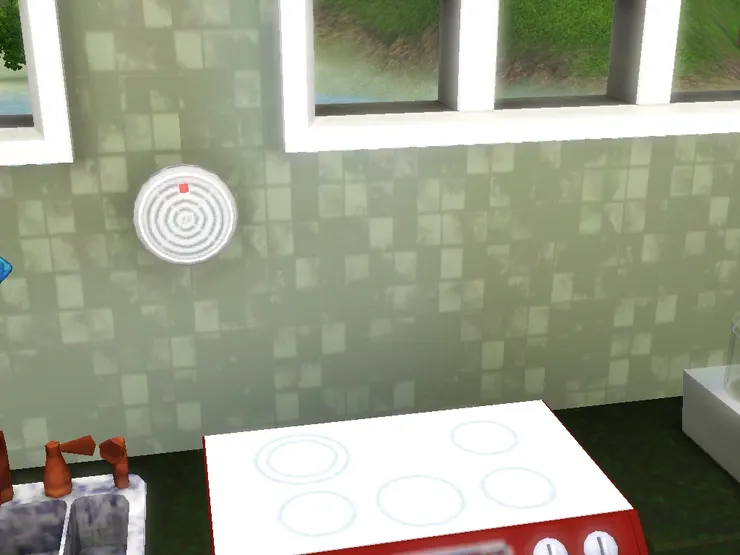 我喜歡廚房鋪磁磚因為容易清潔，髒了抹抹就行；還有這種平滑如鏡的爐頭(聽說在遊戲世界內這種爐頭不會發生火警)。