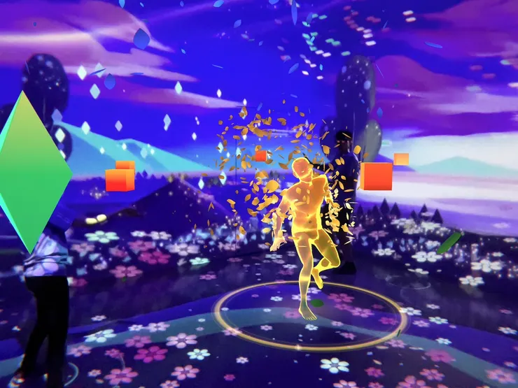 敲擊飄浮空中的方塊，可使舞者跳舞。