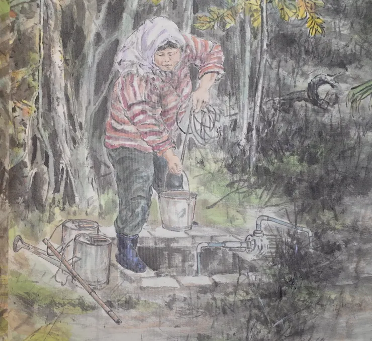 〈浯島秋韻〉局部－農婦