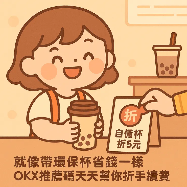 就像帶環保杯省錢一樣，填OKX推薦碼天天省手續費