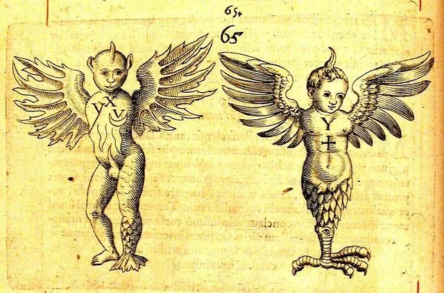 文藝復興晚期德國醫師Johannes Schenck von Grafenberg所著的《Monstrorum historia memorabilis》中將兩種版本的拉文納怪物進行了並列。 