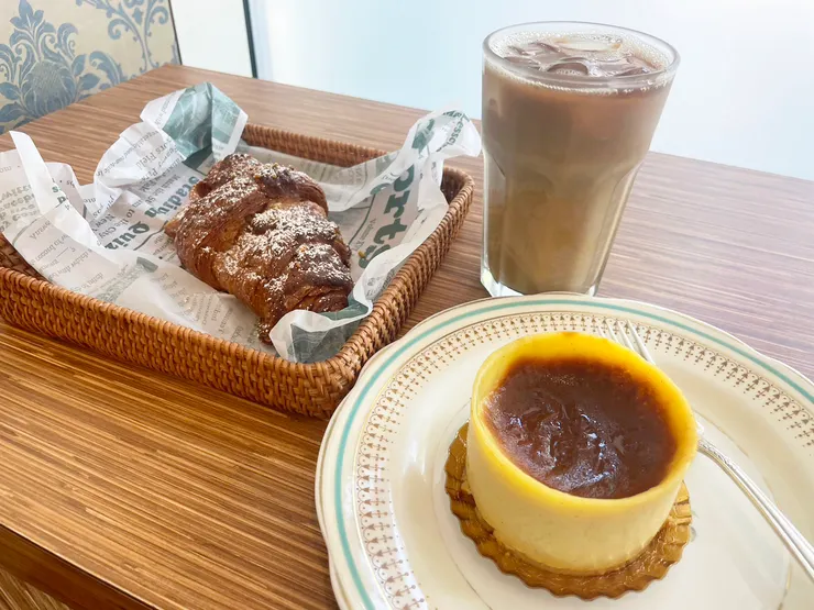 Pistachio Croissant + Vanilla Flan