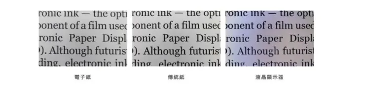 電子紙與LCD/LED螢幕閱讀差異 (圖表來源:泛科學)