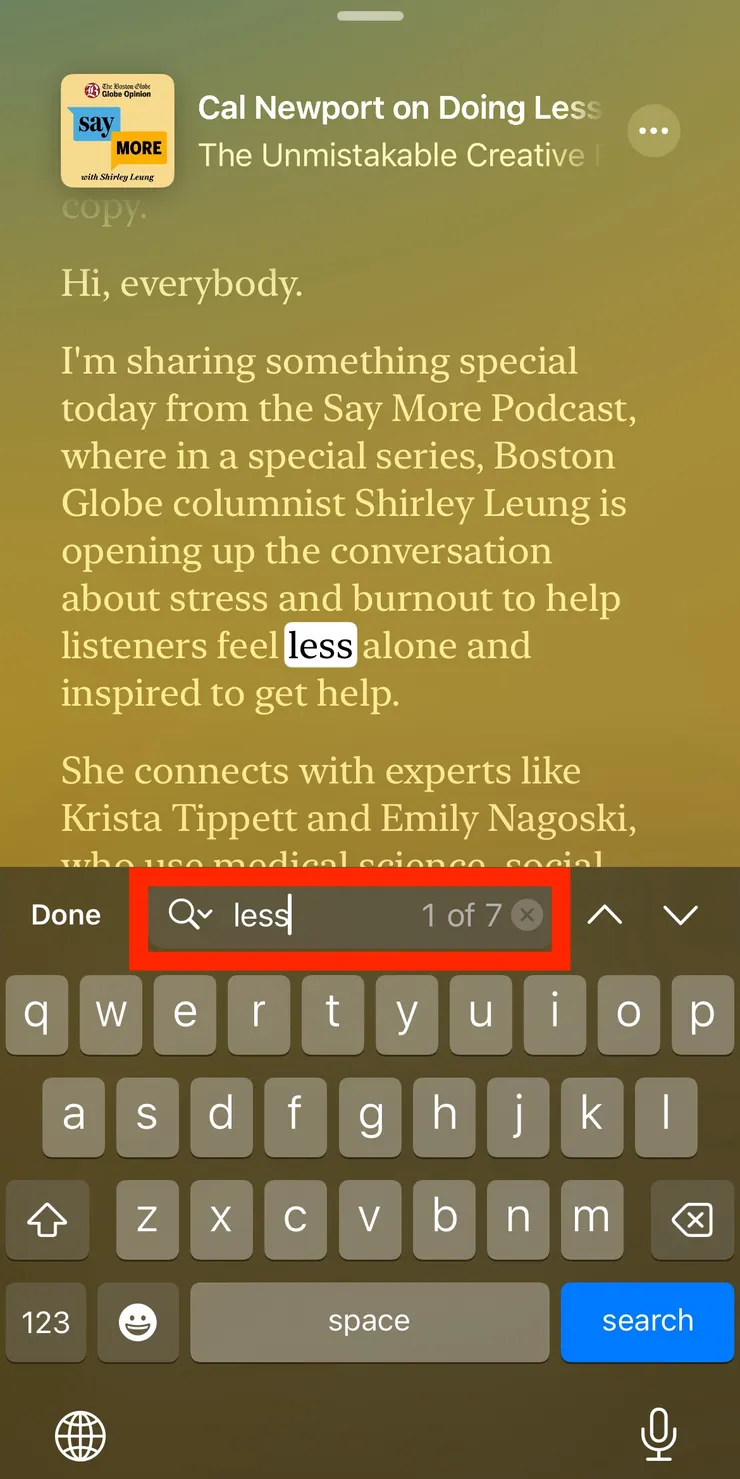 Apple Podcast｜搜尋逐字稿內容