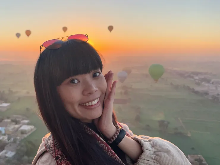 與日出光芒的合照！現場看那個光真的美 100 倍嗚嗚嗚～