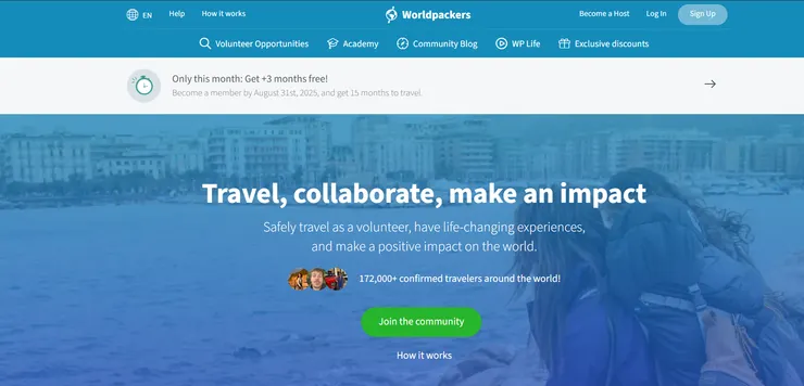Worldpackers首頁