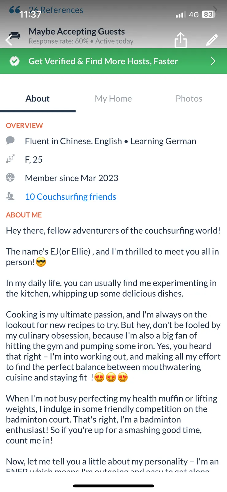 這裡截了我自己一部份的自我介紹上來，大家盡可能發揮創意，展現你的親和力吧！