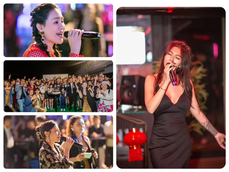 雄鷹娛樂派出實力唱將三姝余曼曼、林娜與蔡潔予當晚驚艷演出，讓大家隨著歌曲輕鬆搖擺chill all night！。(圖／鷹傳媒提供) 