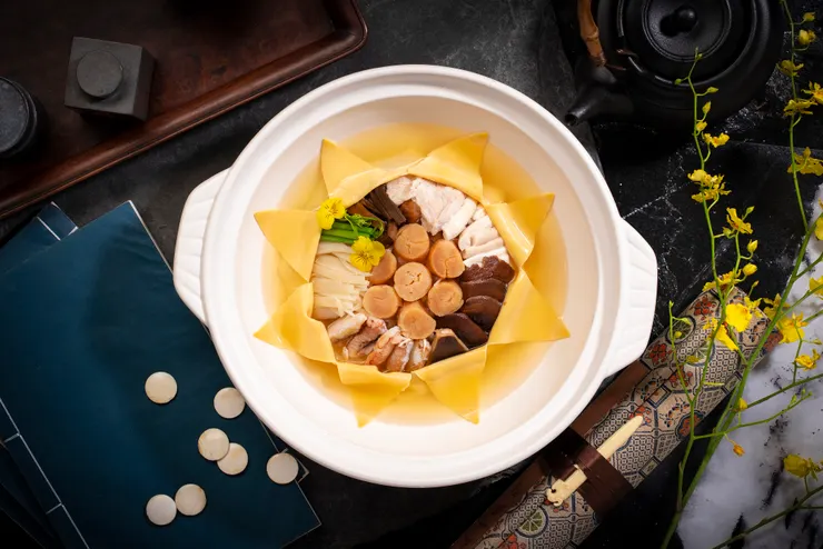 圖片來源：山海樓，此圖為阿舍菜的代表「菊花筍絲干貝」