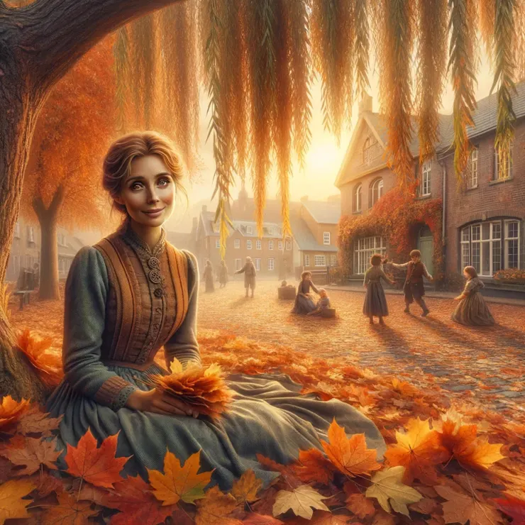 Jane is depicted with an enigmatic smile, her eyes reflecting the joy and warmth of the season.