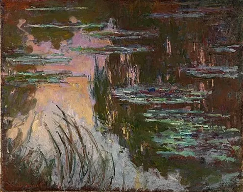 睡蓮.夕陽,1907,Monet455, 英國 倫敦國家畫廊